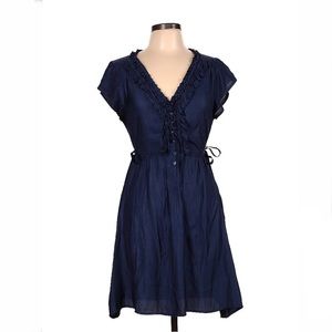 EUC- American Eagle Outfitters Ruffle Placket Cap Sleeve Dress w/Side Waist Ties